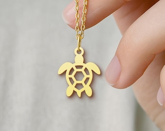 Sea Turtle Necklace - Minimal Gold Ocean Charm - Symbol of Longevity