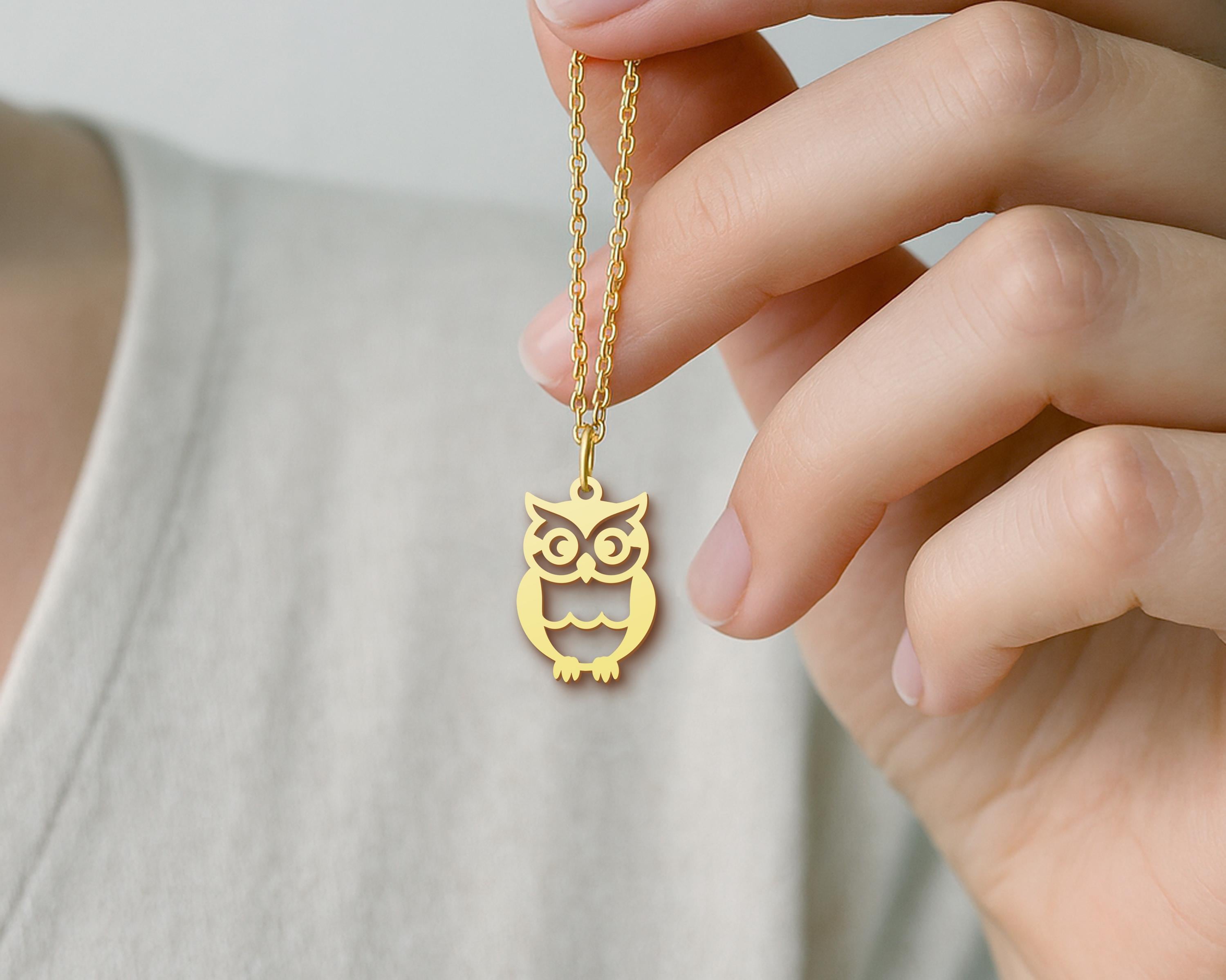 Owl Pendant Necklace – Minimalist Owl Jewelry – Gift for Book Lover – Cute Animal