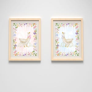 Vintage Goose Nursery Prints: Floral Cottagecore Decor (Digital Download)