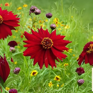 Heirloom Coreopsis Red Wildflower Seeds: Deer Resistant, Pollinator Friendly