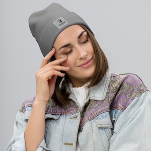 Embroidered Cotton Blend Beanie: Snug Fit Winter Hat