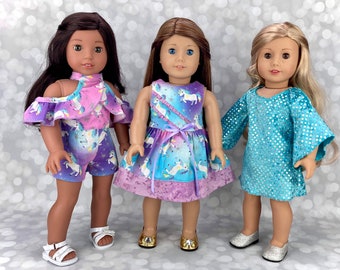 Unicorn Sparkle doll clothes gift set for 18 inch American made girl dolls