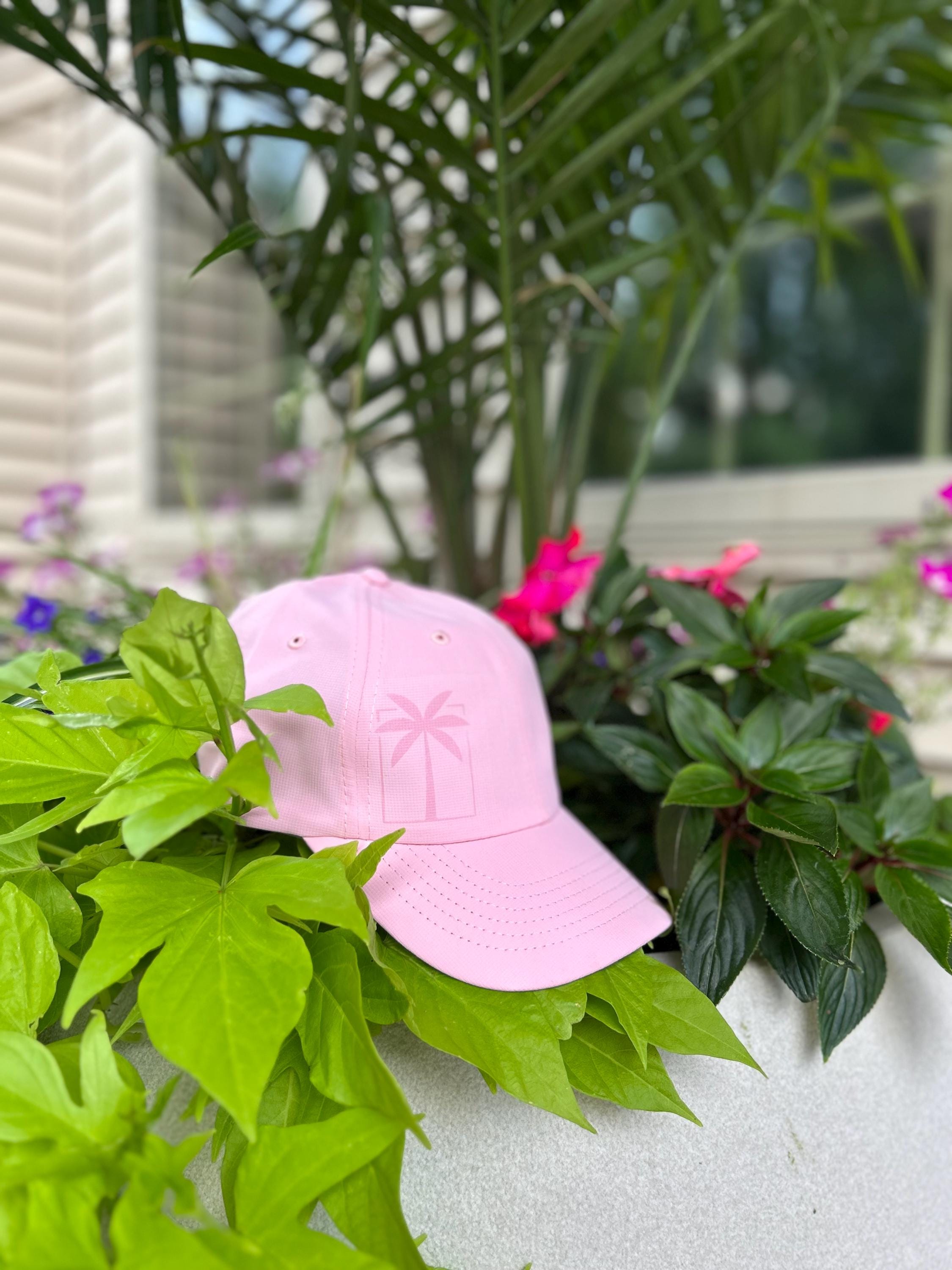 Vibe Green and White Hat with Pink Tree Design Christmas Tree Embroidered Baseball Cap – Mini Schnauzer Market main image 3