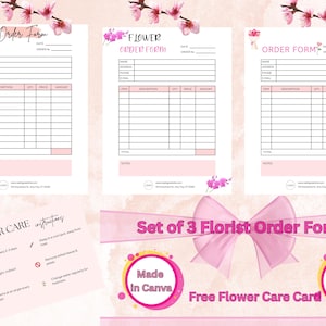 Flower Order Form Template: Florist Business Printable with Care Card