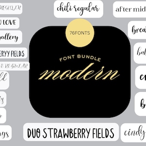 Modern Font Bundle: 76 Serif, Script, & Monoline Fonts