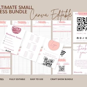 Craft Show Templates Bundle, bearbeitbares Small Business Sign Bundle, Bestellformular druckbar, Preisliste & Scan-To-Pay-Vorlage, QR-Code-Zeichen SVG