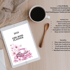 Done for you 2025 Girl Boss Digital Planner | Pink Aesthetic Business & Productivity Planner for Women | Daily Weekly Monthly Planner PDF|