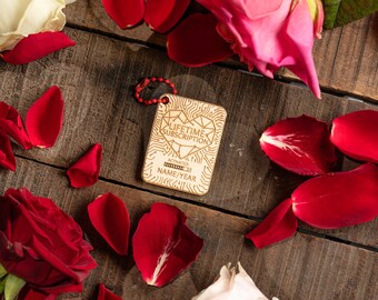 Couples Gift, Personalised Wooden Keychain, Valentine’s Day Romantic Keepsake, Love Token, Handmade Keyring