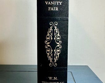 Vintage Vanity Fair Book Thackeray Black Gold Decorative Book Dark Academia Decor Antique Style Hardcover Classic Novel