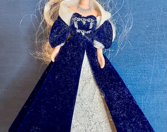 1999 Millennium Princess Barbie Mini Doll – 5” Blue Velvet Gown – Collector’s Edition Holiday Barbie Miniature