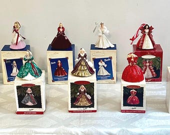Hallmark Barbie ornament lot 11pc holiday and celebration series 1993–2006, Patricia Andrews & Bob Mackie designs, vintage collector set