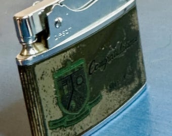 Vintage Golf “Hole in One” Lighter – Twin Lakes / Arroyo Seco / Dominguez Courses – Gold Tone Petrol Lighter