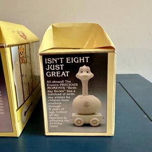 Precious Moments Birthday Train Age 8  “Isn’t Eight Just Great” Ostrich Figurine  1988 Enesco with Box and Inserts