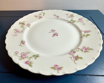 Antique Haviland Limoges France Dinner Plate – Schleiger 31 Pink Roses, Scalloped Edge, 9.5” Fine Porcelain