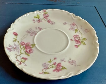 Antique Haviland Limoges Tea Cup Saucer, Schleiger 31 Pink Floral Ranson Blank, 5.25” France, Cottagecore French Country Decor