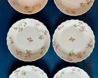 Set of 6 Vintage Haviland Limoges Berry/Sauce Bowls – Long-Stem Pink Roses, France (Schleiger 31a) ~5