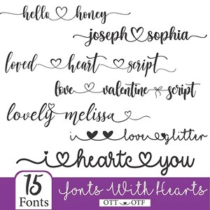 Schriftarten mit Herzen, Hochzeitsschrift, Schriftpaket, Swashes-Schrift, Schreibschrift, Cricut-Schriften, Schreibschrift SVG, Signature-Schriften, SVG-Schriften,