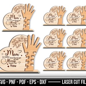 Mutter Hand Herz Stand Dekor SVG, Geschenk für Mama, Muttertag svg, Muttertagsgeschenke svg, Glowforge svg-Dateien, Muttertag Laser cut-Dateien