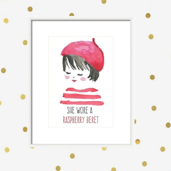 Raspberry Beret | Art Print | Quotes | Nursery Art | A4 Unframed |Digital Download | Instant Download | Cute | Sweet