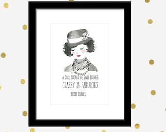  Coco Chanel Inspirational Word Wall Art - 11x14 UNFRAMED Pink,  Black & White Typography Print - Makes a Great Fashion Decor Gift. :  Handmade Products
