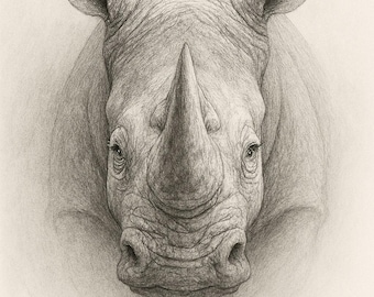 Rhino Wall Art Printable | Black and White Rhino Print | Safari Animal Decor | Nursery Wall Art | Instant Download