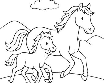 Horse Coloring Pages for Kids: 10 A4 Printable Designs (Instant Download)