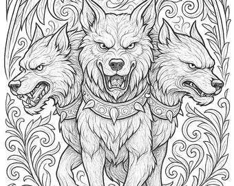 Pagine da colorare di creature fantasy per adulti - 10 fogli stampabili di animali mitologici / PDF di disegni al tratto intricati in formato A4 / Download del libro da colorare PT1