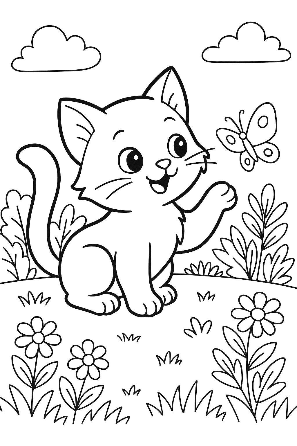 Cute Cat Coloring Pages for Kids – 10 Printable Kitten Designs | Cat Activity Sheets | Instant Download