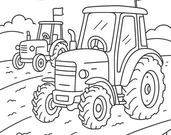 Kids Tractor Coloring Pages – Printable Activity Pack (10 Pages) | A4 Size | Instant Download