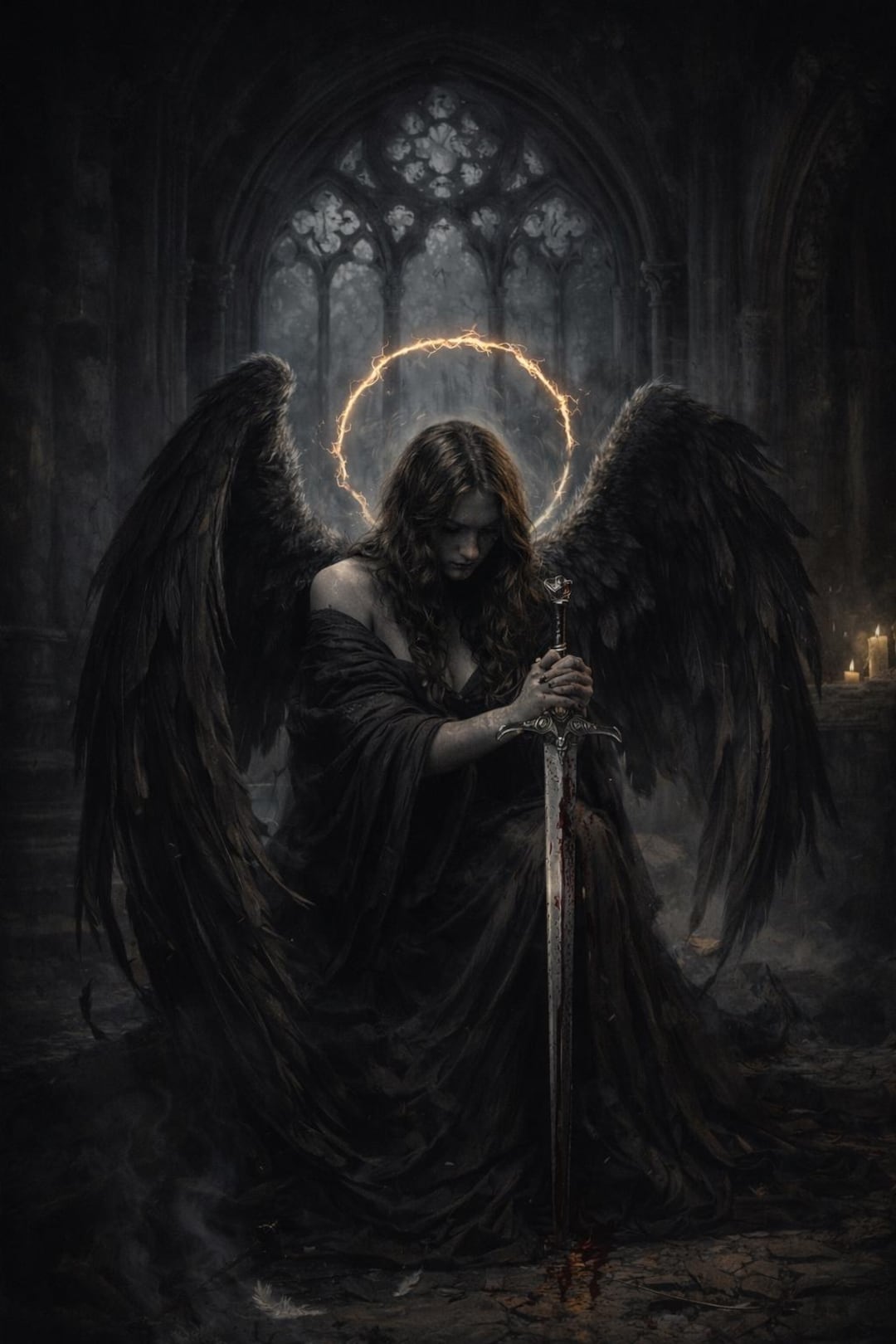 Fallen Angel of Redemption. Dark Gothic Angel Wall Art | Fantasy ...
