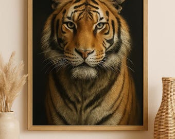 3D Tiger Head Print: Hyperrealistic Jungle Animal Wall Art (JPG Digital Download