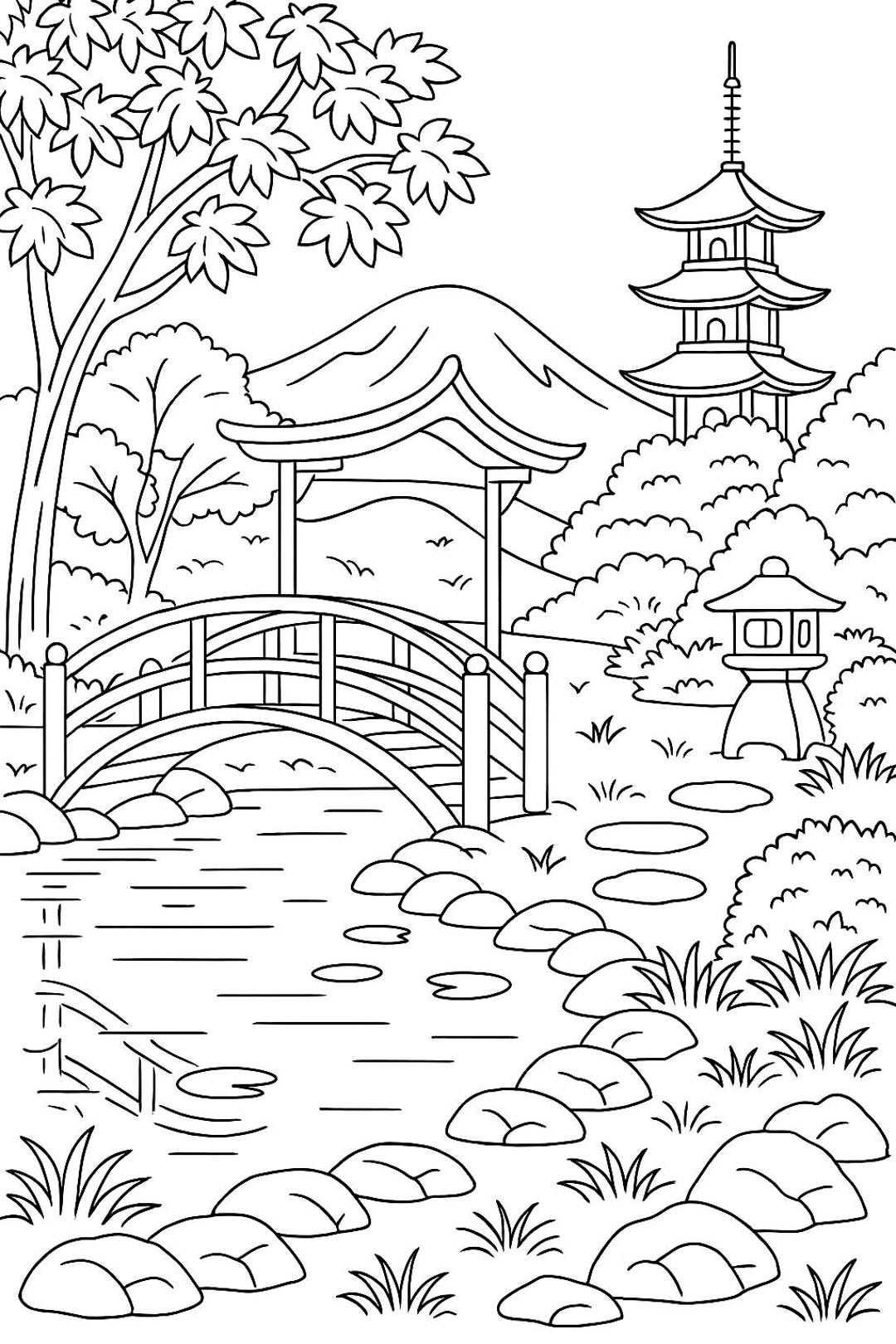 Landscape Coloring Pages for Adults: Realistic Nature Scenes (A4 ...
