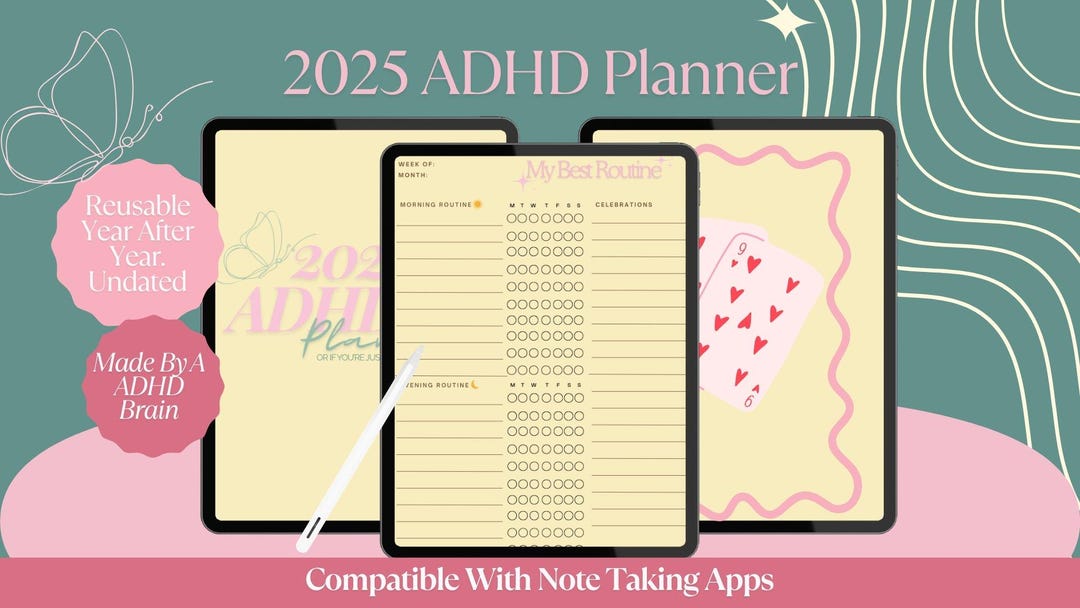 ADHD Digital Planner 2025 | Undated iPad Planner PDF for Focus ...
