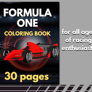 Formula One Coloring Book: 30 Racing Car Designs (PDF Download A4 Landscape)