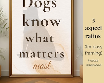 Lámina con frase sobre perros: Decoración rústica para el hogar, regalo para amantes de las mascotas (descarga digital)