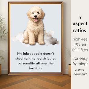 Divertente stampa da parete Labradoodle - Stampa Golden Doodle, regalo per amanti dei cani, download digitale di immagini, arredo bagno con cani divertenti, poster con cane scarabocchiato