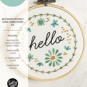 Hello Embroidery Pattern | Modern Hand Embroidery Kit | Beginning Embroidery | Embroidery Design | Home Decor | Wedding Gift Idea