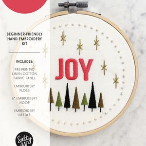 Joy Embroidery Pattern | Modern Hand Embroidery Kit | Beginning Embroidery | Christmas Embroidery Design | Holiday Decoration | Gift Idea