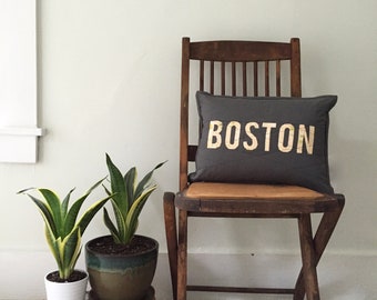 SALE | Boston Lumbar Throw Pillow | Charcoal Gray Modern Patchwork Couch Pillow