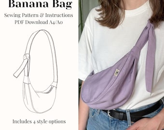 PDF Sewing Pattern Banana Bag – Crossbody Bag DIY – Digital Bag Pattern – Beginner Friendly