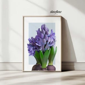 Purple Hyacinth Printable – Floral Wall Art Gift for Her, Spring Home Decor, Digital Botanical Poster Download