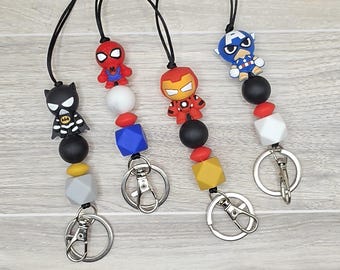 Superhero Silicone Bead Lanyard – ID Badge Holder with Breakaway Clasp