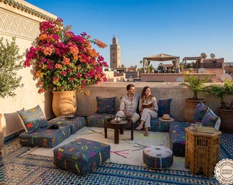 Moroccan Floor Sofa Set | Handmade Amazigh Couch | Modular Berber Seating | Boho Living Room Furniture