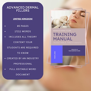 Advanced Dermal Fillers Digital Editable Training Manual Guide - Cosmetic Injecting Training Resources | Aesthetic Academies