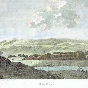 1790 Bow Butts English Landscape Print - Rural River Scene - 18th Century Antique Engraving - Countryside View by L. Parr - 6.75 x 8.75 in