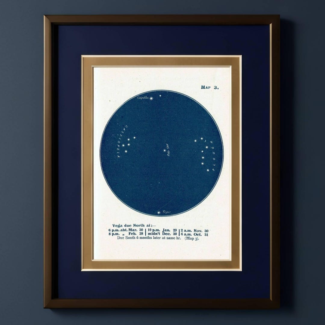 1944 Original Vega Capella Star Map Print - Constellation Chart ...