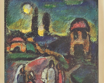1947 Pastorale Chretienne - Original Vintage Heliogravure By Rouault - Stella Vespera Soleils French Expressionist Sacred Art - 9 x 11.75 in