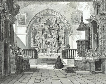 1875 Quito Kathedrale Innenraum - Antike Gravur - Ecuador Südamerika Kolonialbarock Architektur Reise-Druck - 11,5 x 8 Zoll