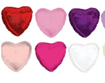 Sale 8 HEART BALLOONS 18" Foil Mylar Choose Red Pink Purple White Lavender Valentine's Day Valentine Balloon Decor Love Wedding Photo Prop