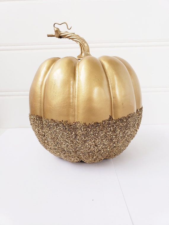 1 Gold Glitter Pumpkin Faux Glittered Pumpkin Halloween Decor Etsy